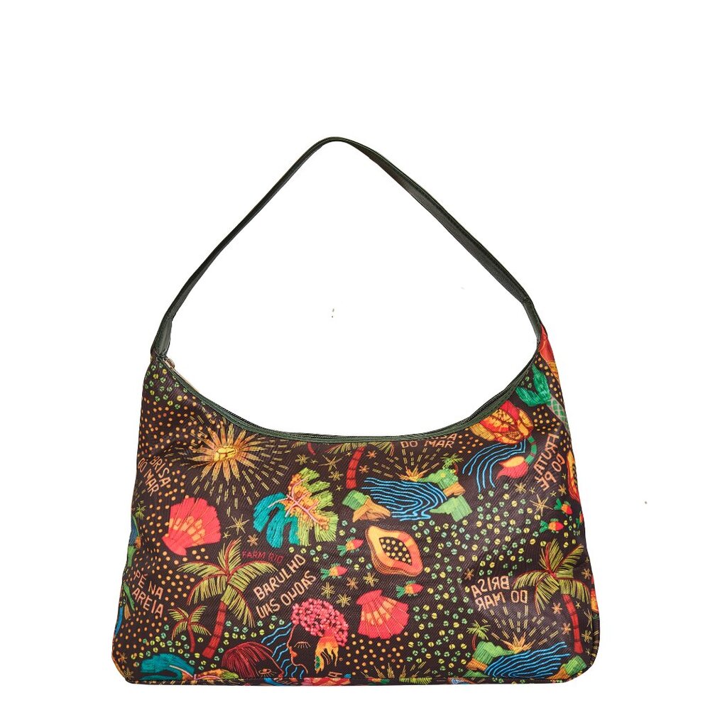 Hand Crafted Fabric Print Green Colour Sling Hobo Shoulder Bag, Top Handle Purse